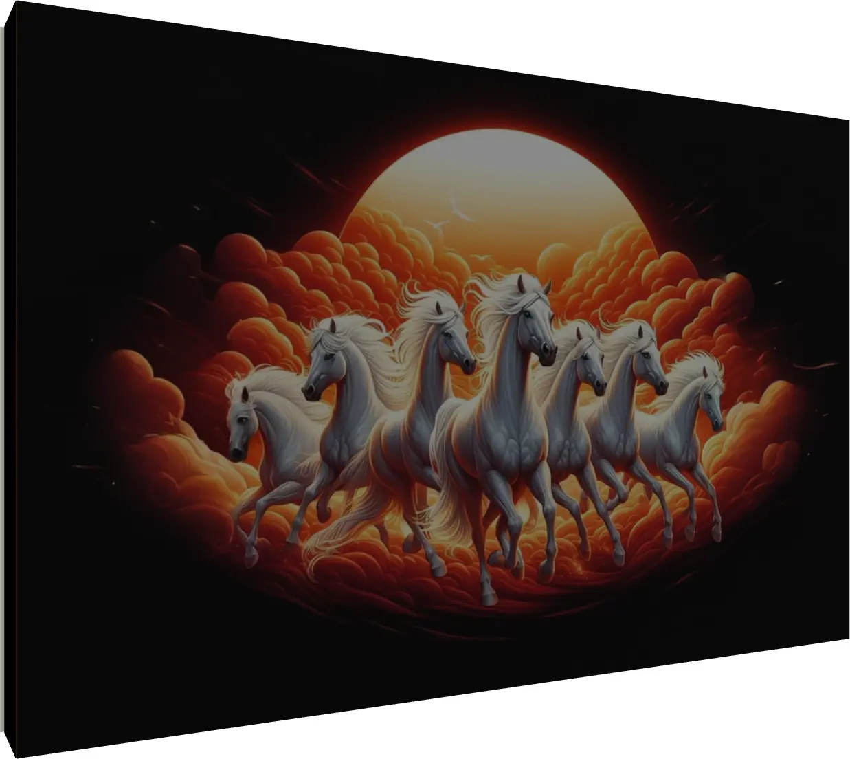 Morning Sunrise Seven Running Horses | PrintPosters.in